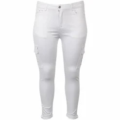 BS Jeans Dame Cargobukser Plus Size - Hvid