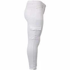 BS Jeans Dame Cargobukser Plus Size - Hvid