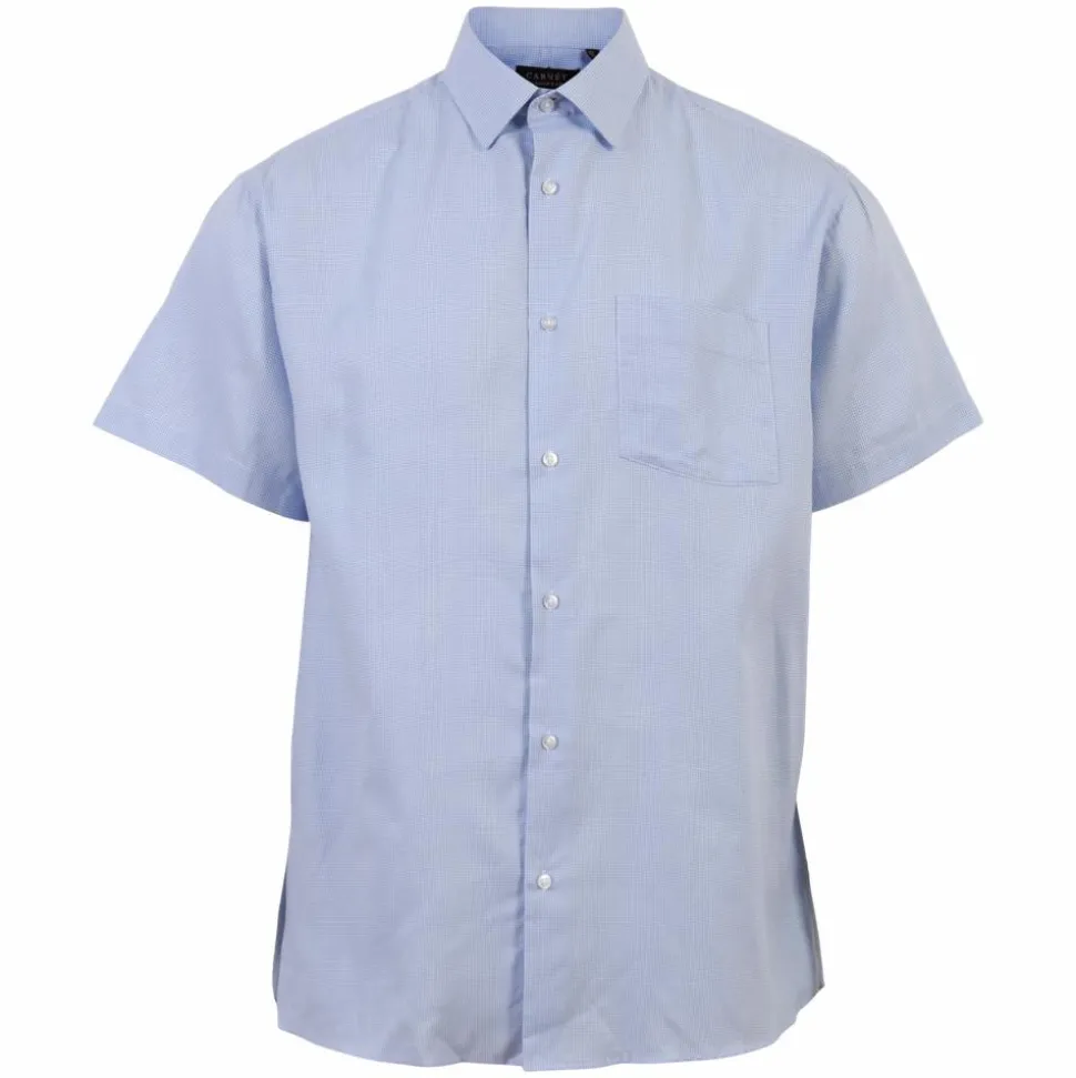 Carnét Oak Herre Kortærmet skjorte Plus Size - Light Blue Check