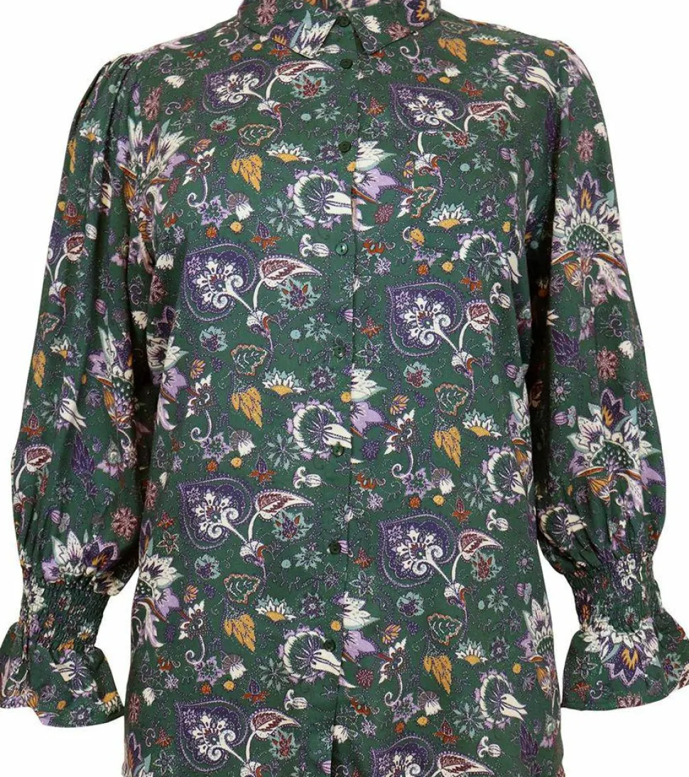 Cassiopeia Toviana Dame Skjorte Plus Size - Green Combi