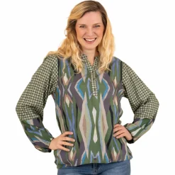 ChaCha Dame Bluse - Khaki Combi