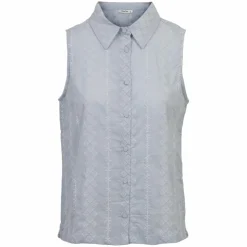 ChaCha Dame Kortærmet bluse - Blue/White