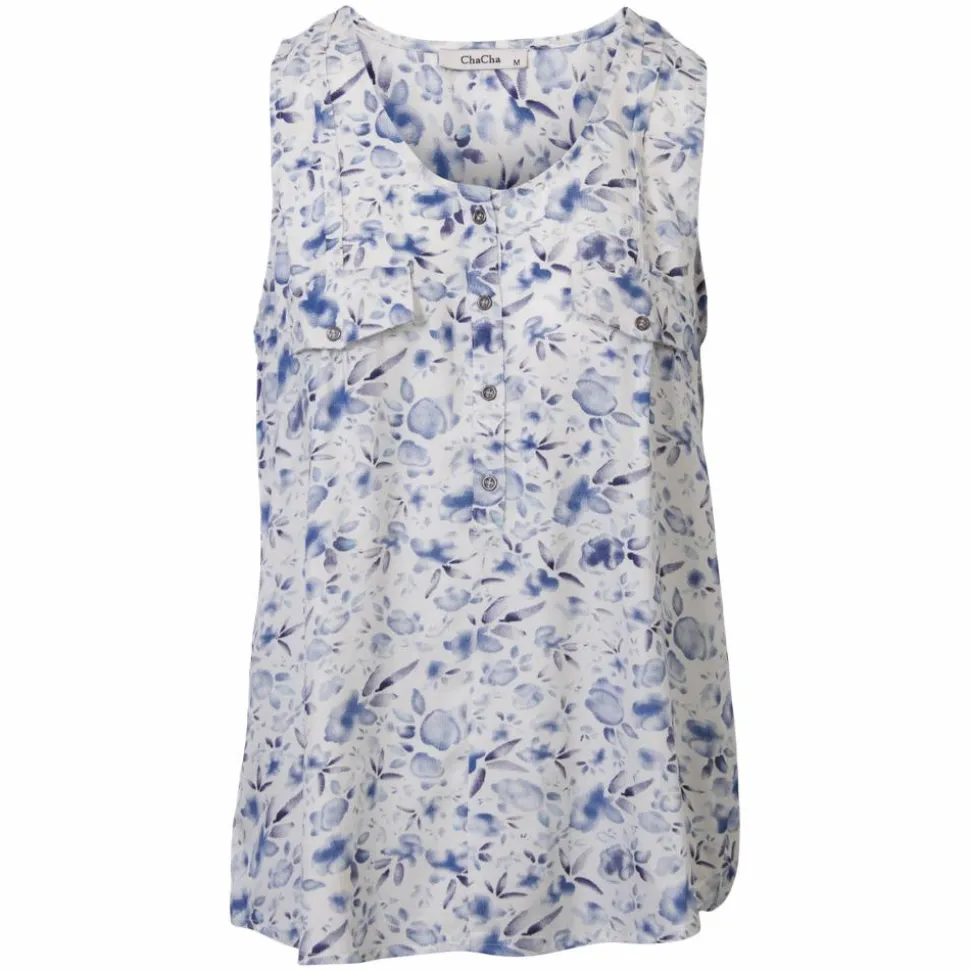 ChaCha Dame Top - Print 5 Blue