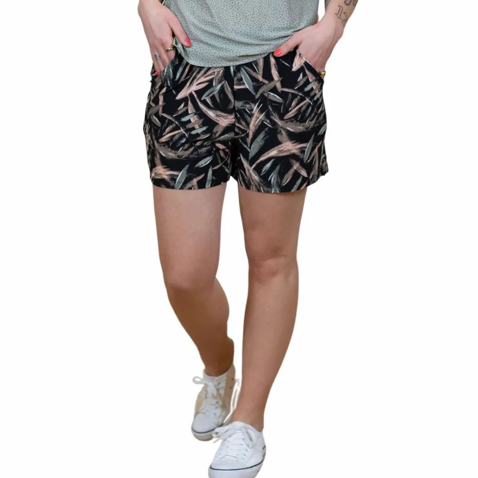 Crossbow Dame Shorts - Sort/Rosa Print