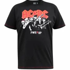 D555 AC/DC Herre T-shirt Plus Size - Washed Black