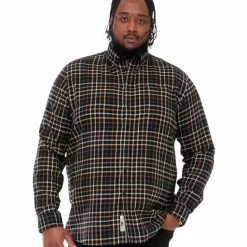 D555 Destin Herre Skjorte Plus Size - Black/Tan Check