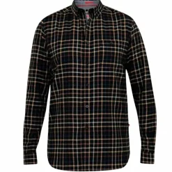 D555 Destin Herre Skjorte Plus Size - Black/Tan Check