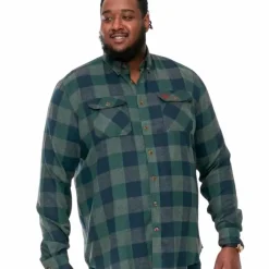D555 Garfield Herre Skjorte Plus Size - Navy/Green Check