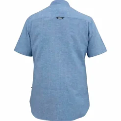 D555 Hazelwood Herre Kortærmet skjorte i hørmix Plus Size - Blue