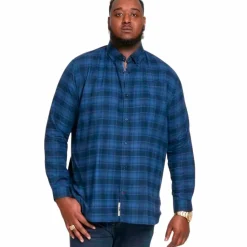 D555 Herre Skjorte Plus Size - Blue Check