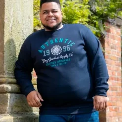 D555 Keyworth Herre Sweatshirt Plus Size - Navy