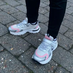 D.T. New York Pige Sneakers - Hvid/Sølv/Pink