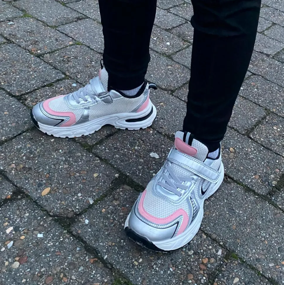 D.T. New York Pige Sneakers - Hvid/Sølv/Pink