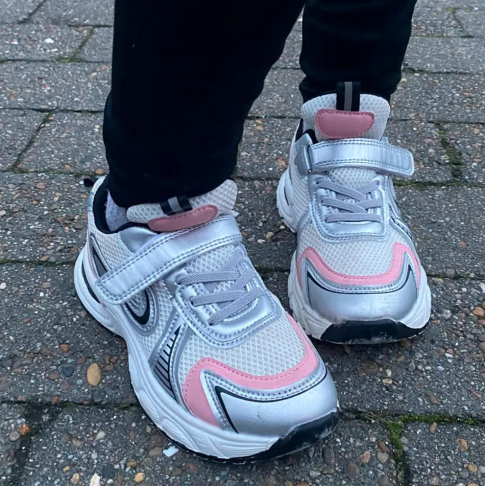 D.T. New York Pige Sneakers - Hvid/Sølv/Pink