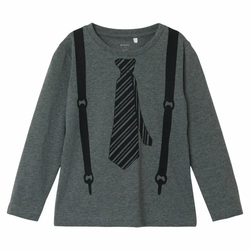 Guppy Raniel Drenge Langærmet t-shirt - Dark Grey Melange