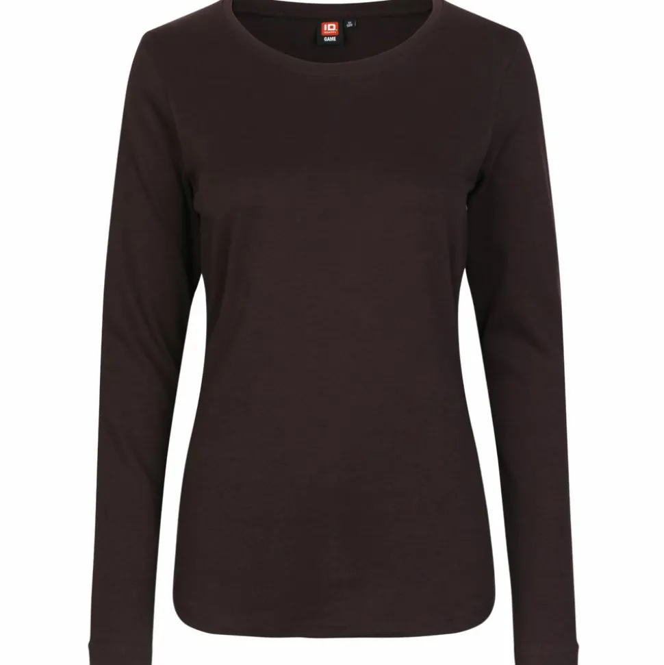 ID Interlock Dame Langærmet t-shirt - Mørk Bordeaux