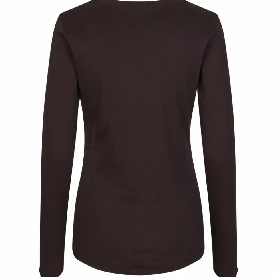 ID Interlock Dame Langærmet t-shirt - Mørk Bordeaux