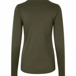 ID Interlock Dame Langærmet t-shirt - Oliven