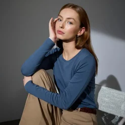 ID Interlock Dame Langærmet t-shirt - Indigo