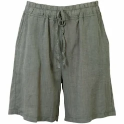 Leonora Dame Shorts i hørmix Plus Size - Green