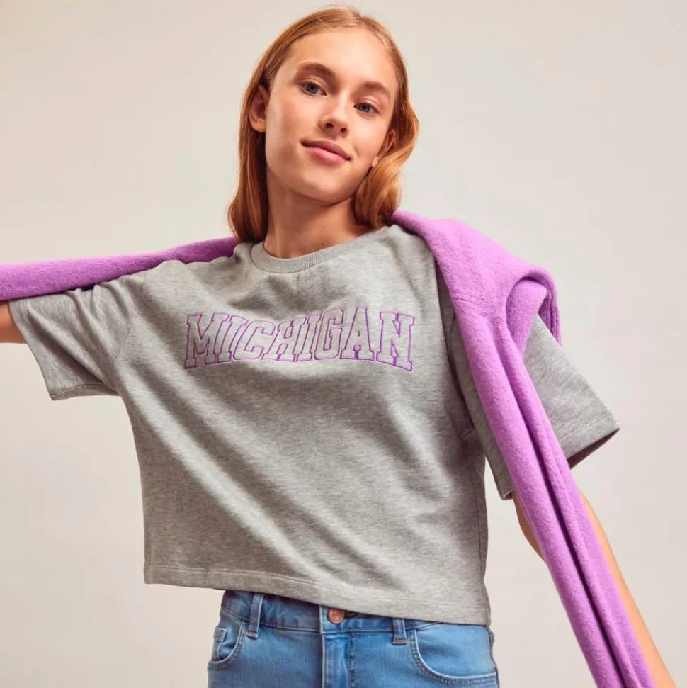 LMTD Pige T-shirt i økologisk bomuld - Grey Melange