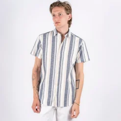 Marcus Aggasi Herre Kortærmet skjorte i hørmix - Off White