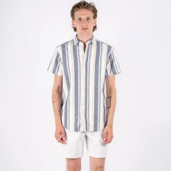 Marcus Aggasi Herre Kortærmet skjorte i hørmix - Off White