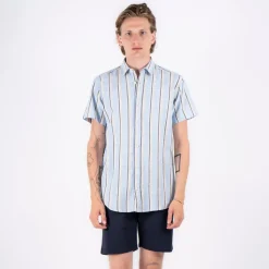 Marcus Aggasi Herre Kortærmet skjorte i hørmix - Summer Blue