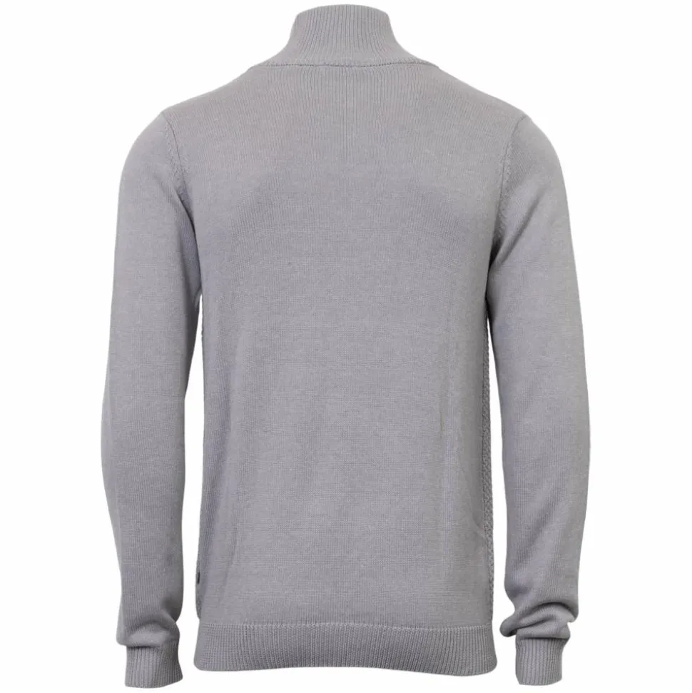 Marcus Hubble Half Zip Herre Striktrøje - Lt.grey mix