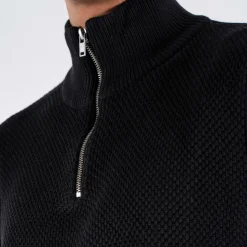 Marcus Hubble Half Zip Herre Striktrøje - Black