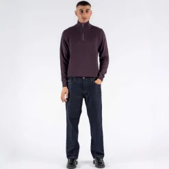 Marcus Hubble Half Zip Herre Striktrøje - Dark Plum