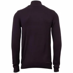 Marcus Hubble Half Zip Herre Striktrøje - Dark Plum