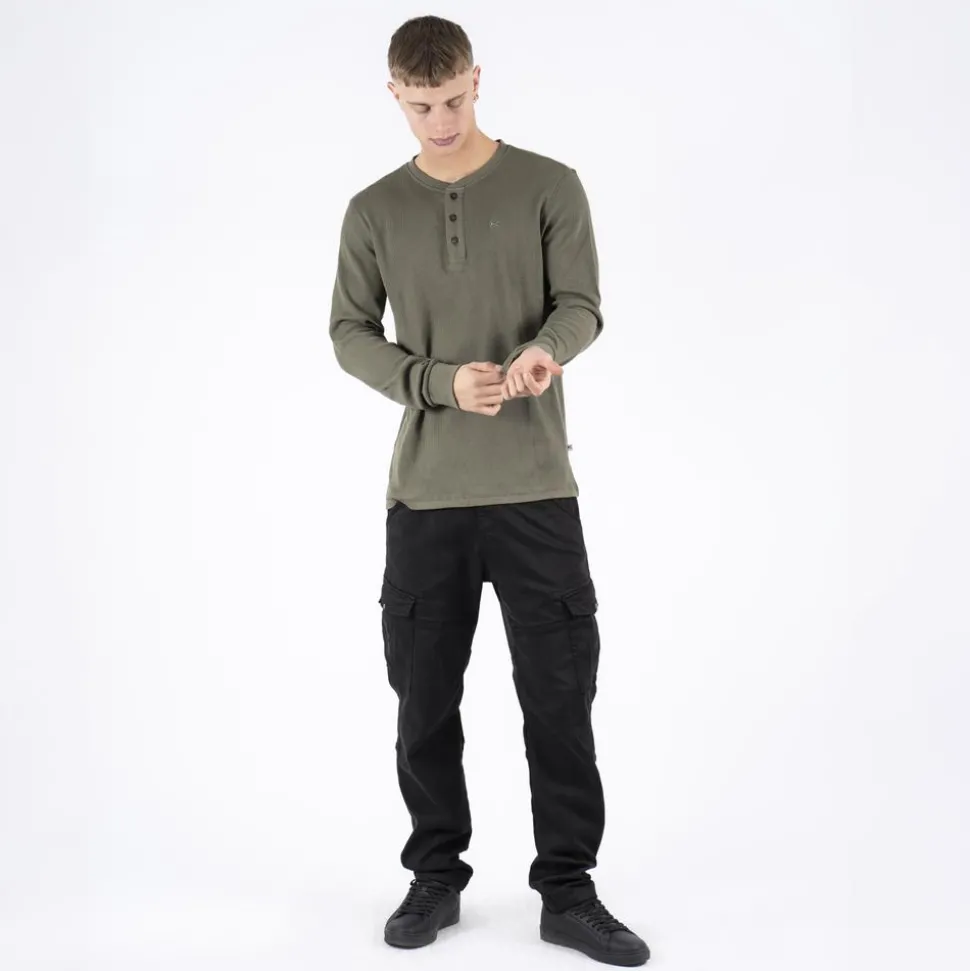 Marcus Ziggy Herre Langærmet t-shirt - Army green