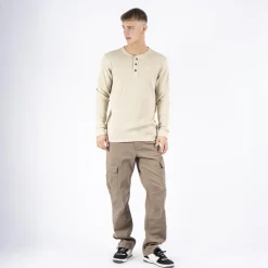 Marcus Ziggy Herre Langærmet t-shirt - Bright Sand mix