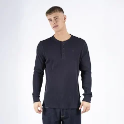 Marcus Ziggy Herre Langærmet t-shirt - Night Navy