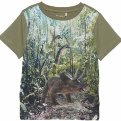 Minymo Dinosaur Drenge T-shirt - Deep Lichen Green