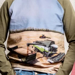 Minymo Mejetærsker Drenge Langærmet t-shirt i økologisk bomuld - Deep Lichen Green