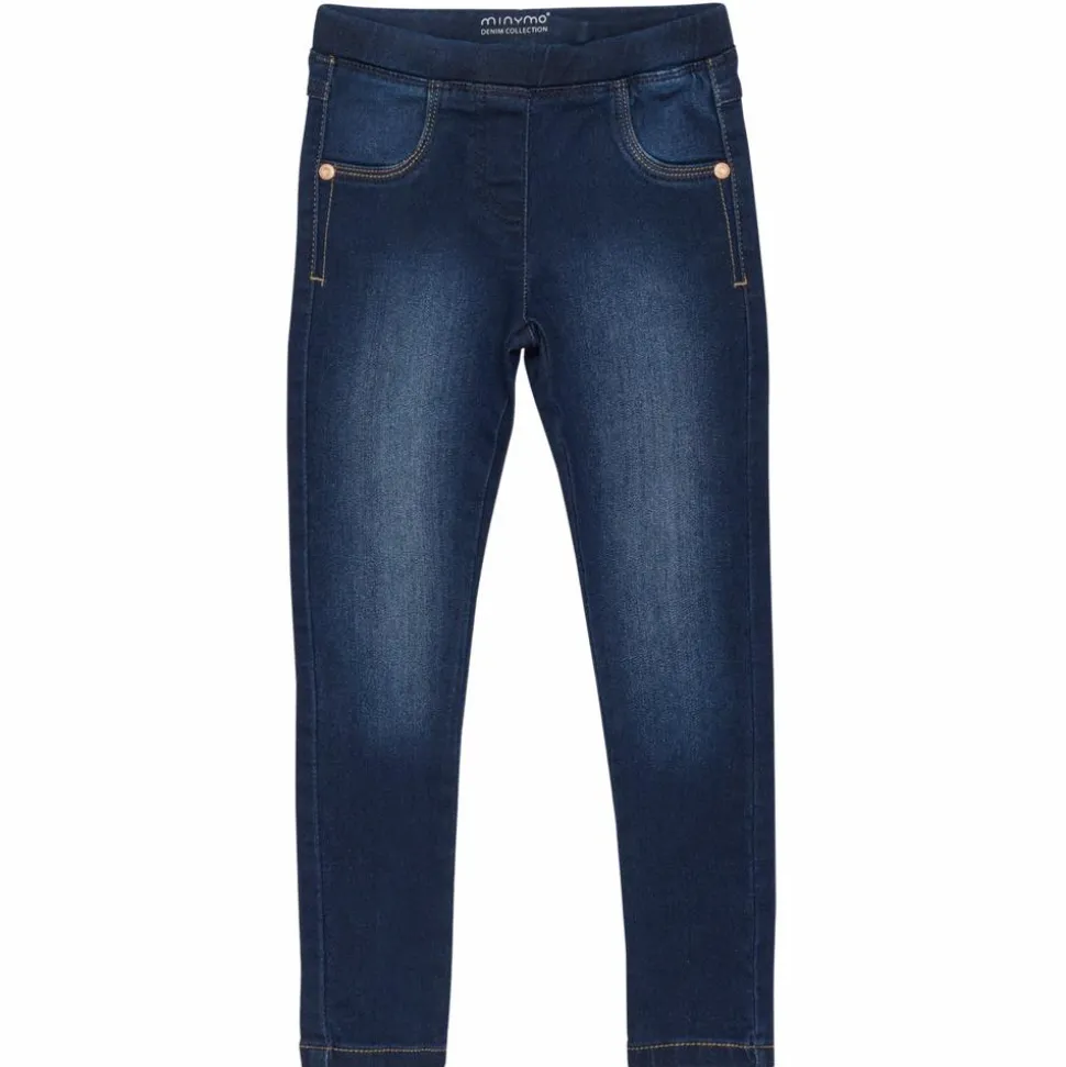 Minymo Pige Jeggings i økologisk bomuld - Dark Blue Denim