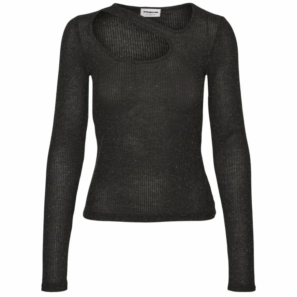 Noisy May Dame Bluse m. glimmer - Dark Grey Melange