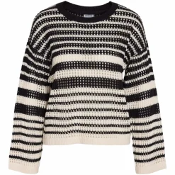 Noisy May Dame Striktrøje - Eggnog/Black