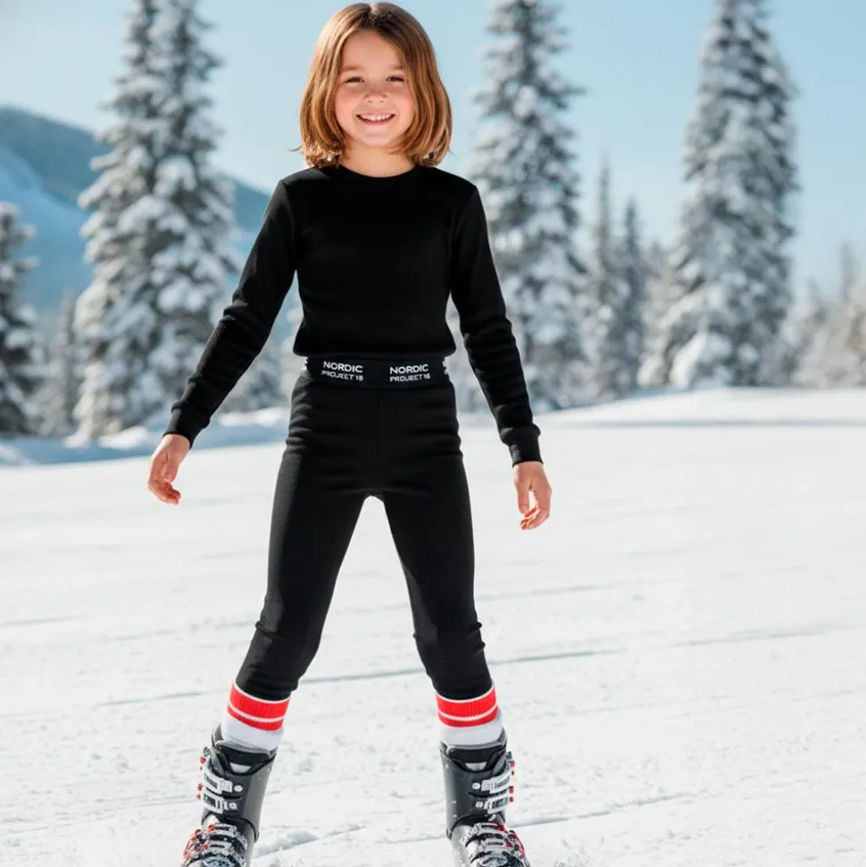 Nordic Project 18 Børne Skiundertøj i bambus - Black