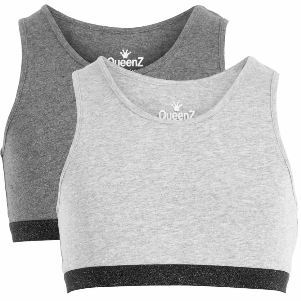Queenz Uno Pige Top - Grey Melange