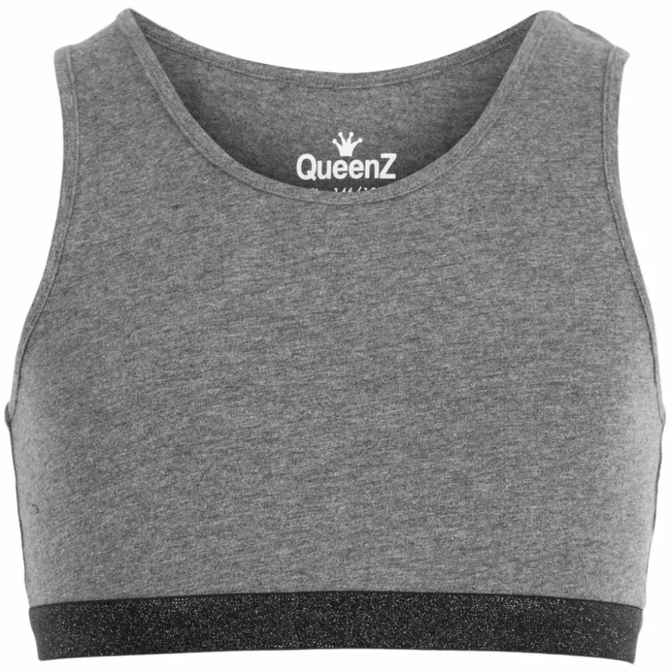 Queenz Uno Pige Top - Grey Melange