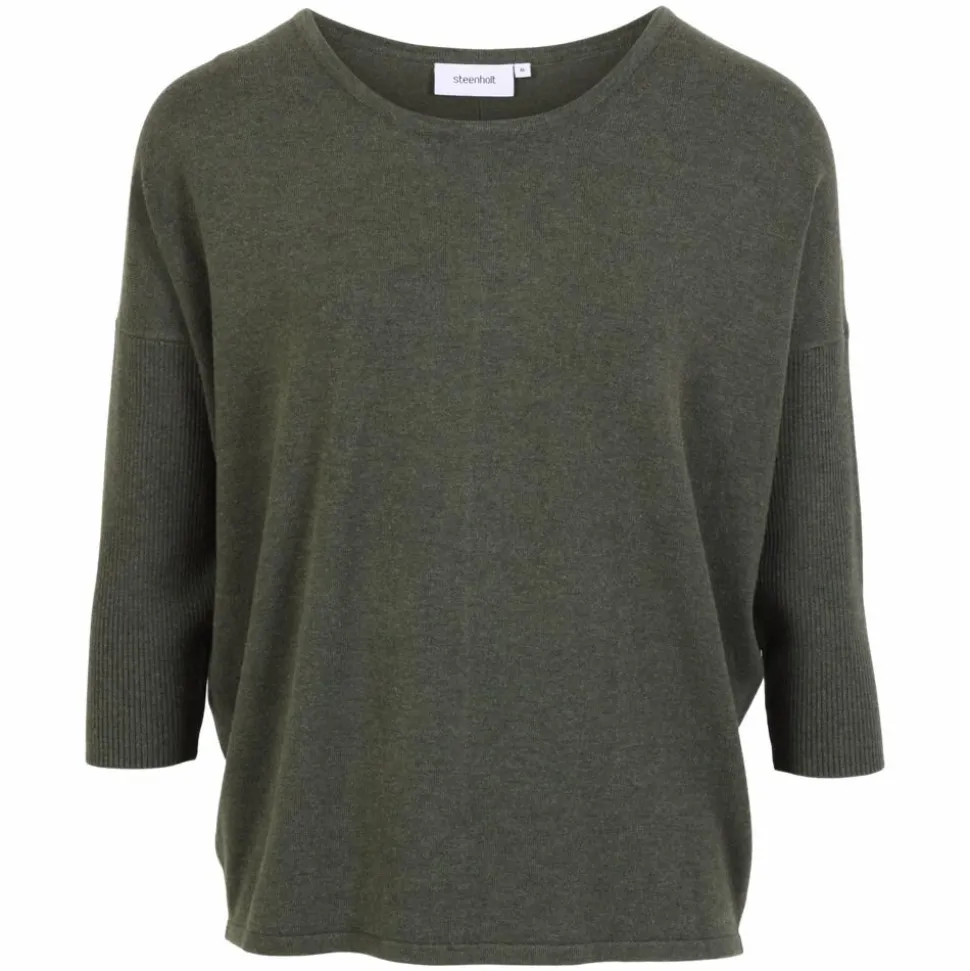 Steenholt Cava Dame Striktrøje - Green Melange