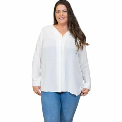 Steenholt Clara Dame Bluse Plus Size - Bright White