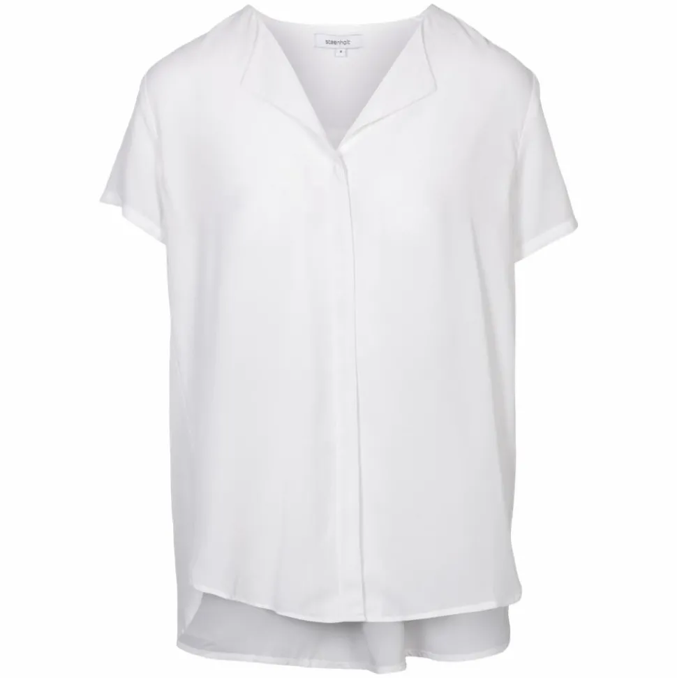 Steenholt Clara Dame Kortærmet bluse - Bright White
