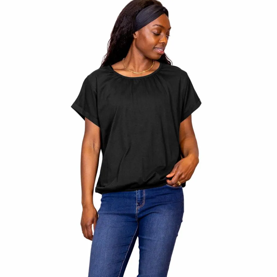 Steenholt Nima Dame Kortærmet bluse - Jet Black