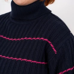 Steenholt Olivia Dame Striktrøje Plus Size - Navy