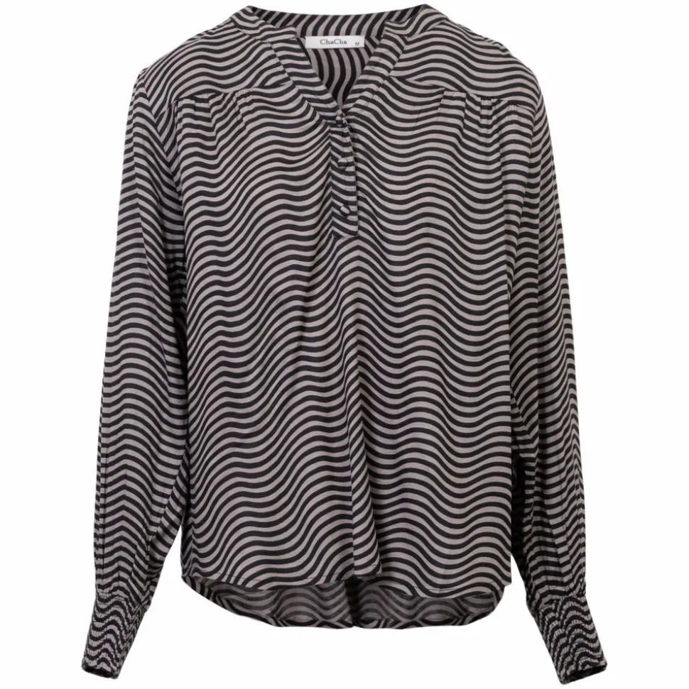 ZbyZ Dame Bluse - Moon Rock/Black