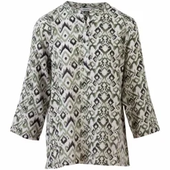 ZbyZ Dame Bluse Plus Size - Green Combi